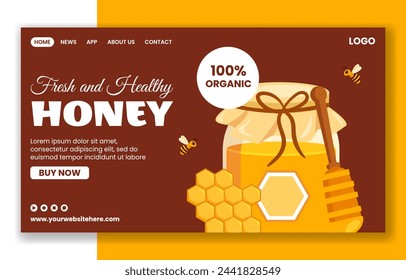 Honey Store Social Media Landing Page Cartoon Hand Drawn Templates Background Illustration