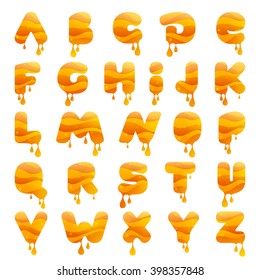 Honey style alphabet letters. Typeface, vector design template elements for your application or corporate identity.