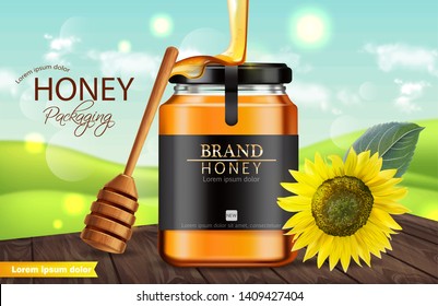 Honey Product Package Design Honeybees Liquid Stock Vector (royalty 