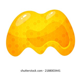 Honey sweet font. Liquid honey cartoon alphabet, Yellow honeycomb vector font. Single letter.