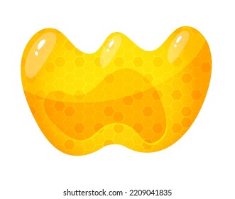 Honey sweet font. Liquid honey cartoon alphabet, Yellow honeycomb vector font. Single letter.