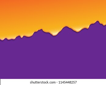 Honey sweet frosting pouring down on purple background. Material design in 3D style