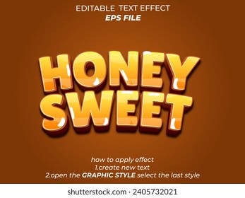 honey sweet  text effect, font editable, typography, 3d text. vector template