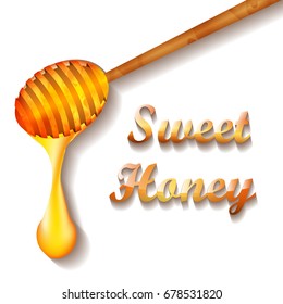 Honey. Sweet treat. Bees. Useful vitamins. Honeycomb. For your design.