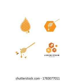 Design-Konzepte für Honig-Symbole. Kreative Logo-Design-Ideen mit Honig und Dipper im negativen Raum. Vektorsymbol-Vorlagen.