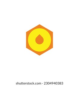 Honey symbol, hexagon circle geometric symbol simple logo vector
