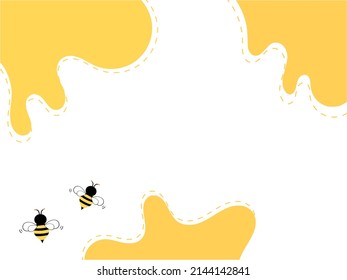 Honey syrup and bee cartoons on white background vector illustration.