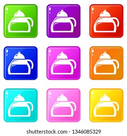 Honey tea icons set 9 color collection isolated on white for any design