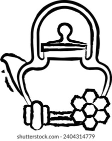 honey tea pot hand drawn vector illustration