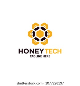 honey tech logo design template