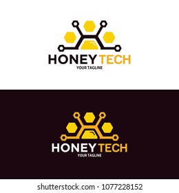honey tech logo design template