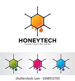 Honey Tech Logo Template Design Vector, Emblem, Design Concept, Creative Symbol, Icon