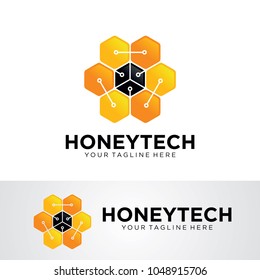 Honey Tech Logo Template Design Vector, Emblem, Design Concept, Creative Symbol, Icon
