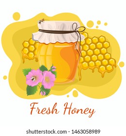 Honey template for posters, banners, ads and other. Vector graphics.