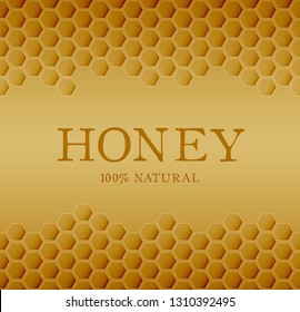 Honey template with yellow hexagonal realistic honeycomb seamless texture.