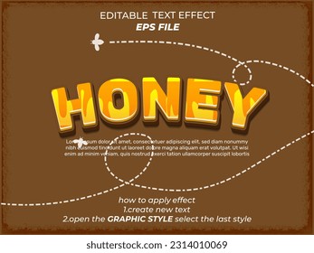 honey text effect, font editable, typography, 3d text. vector template