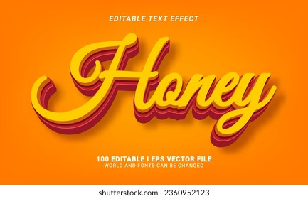 honey text effect vector illustration