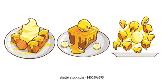 honey toast set vector clipart