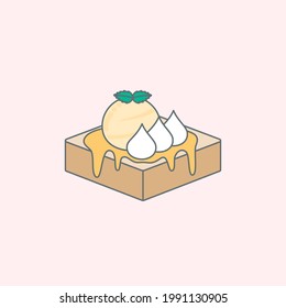 Honey toast. Toast topped with honey, vanilla ice cream, whipped cream.