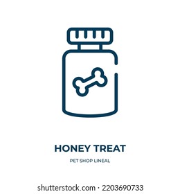 Honey treat icon. Linear vector illustration from pet shop lineal collection. Outline honey treat icon vector. Thin line symbol for use on web and mobile apps, logo, print media.