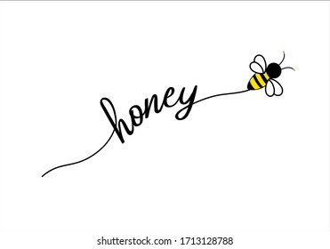 honey vector bee lettering design 