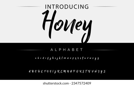 Honey vector brush style font, alphabet, typeface