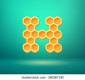 Honey vector capital letter H for holiday card illustration