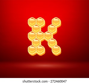 Honey vector capital letter K for holiday card illustration