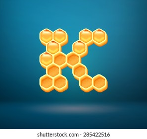 Honey vector capital letter K for holiday card illustration