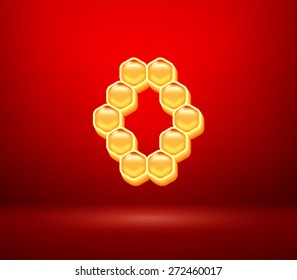 Honey vector capital letter O for holiday card illustration