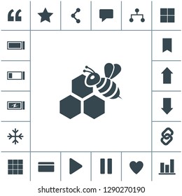 Honey vector icon. Bee on a part of honeycomb flat design illustration.