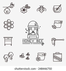 Honey vector icons,  line design, line vector