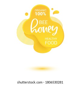 Honey vector label. Bright and shine stickers, labels, tags and banners for honey product. For badges and tags of fresh market, farmers market, eco shop, green bar, beekeeper