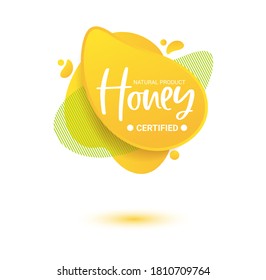 Honey vector label. Bright and shine stickers, labels, tags and banners for honey product. For badges and tags of fresh market, farmers market, eco shop, green bar, beekeeper