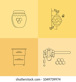 honey vector linear icons for print , web site, flyer