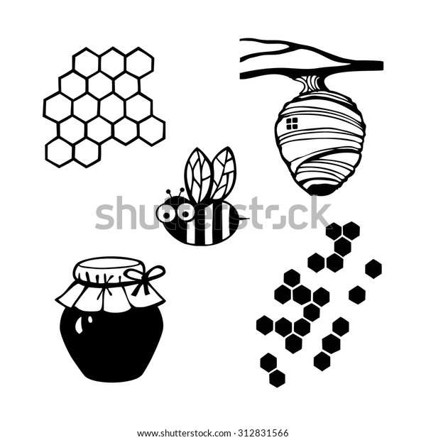 Honey Vector Set Black White Pattern Stock Vector (Royalty Free) 312831566