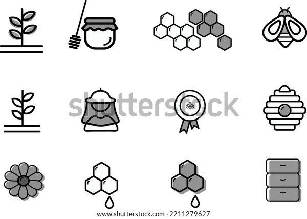 Honey Vector Set Pictograms Honeycomb Honey Stock Vector (Royalty Free ...