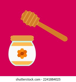 Honey vector. Sweet and healty jam. Isolated honeyjar glass vector.