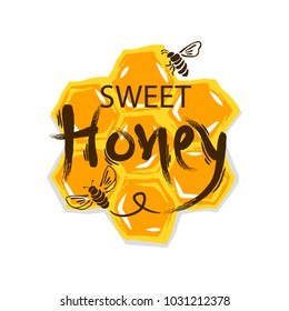 Honey vintage label isolated on white background.Vector illustration.