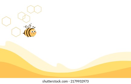 Honey wave and bee cartoon vector illustration.