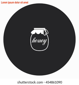 Honey web icon. Gray circle button with white illustration.