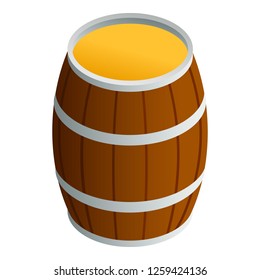 Honey wood barrel icon. Isometric of honey wood barrel vector icon for web design isolated on white background