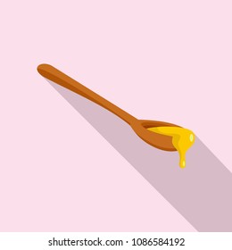 Honey wood spoon icon. Flat illustration of honey wood spoon vector icon for web design