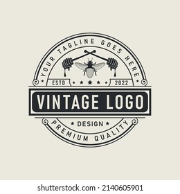 Honeybee, bee, beekeeping, beekeeper, honeycomb retro vintage logo design