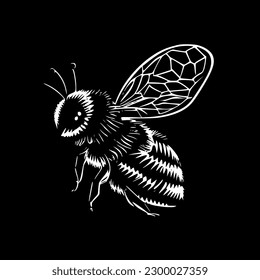 Honeybee | Black and White Vector illustration