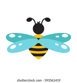 Honeybee cartoon icon isolated vector. Cute flat style bee illustration.