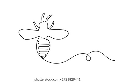 Dibujo continuo de una línea de abeja en estilo minimalista Ilustración vectorial de contorno aislado