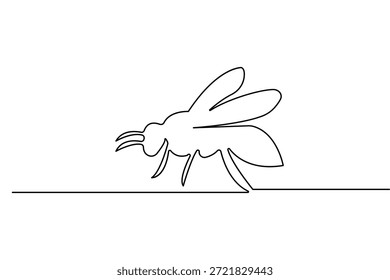 Dibujo continuo de una línea de abeja en estilo minimalista Ilustración vectorial de contorno aislado