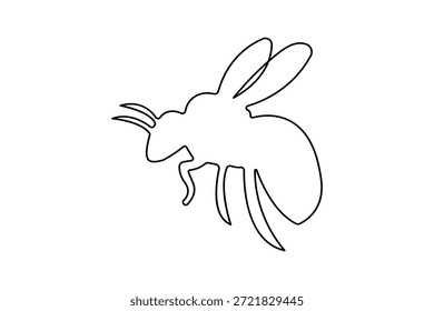 Dibujo continuo de una línea de abeja en estilo minimalista Ilustración vectorial de contorno aislado