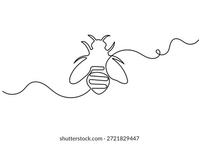 Dibujo continuo de una línea de abeja en estilo minimalista Ilustración vectorial de contorno aislado